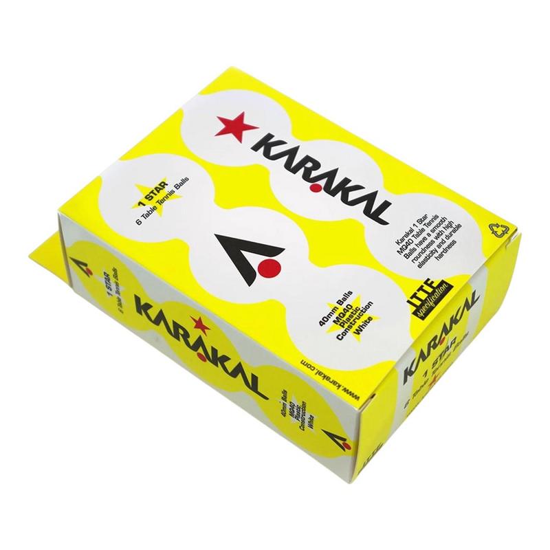 Karakal 1 Star Table Tennis Balls - White, Pack of 6 - main image