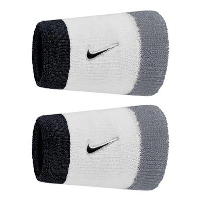 Nike Swoosh Double Length Wristbands - White/Cool Grey/Black